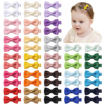 Yhxx Ylen 50 Pcs 2 Inch Fully Lined Non-Slip Hair Clips And Bows For Baby Girls, Infants, Toddlers And Newborns (25 Color Pairs)