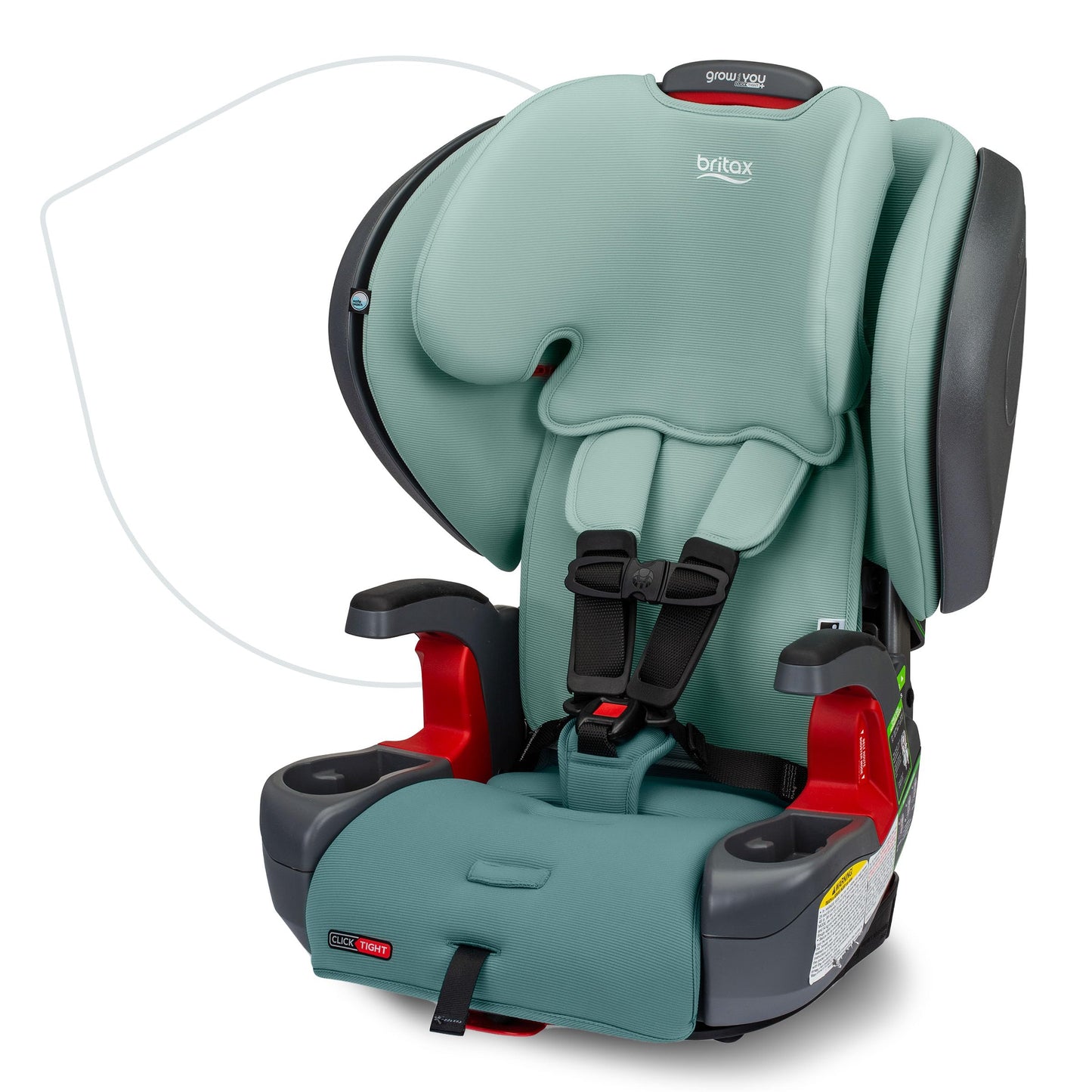 Britax Grow with You ClickTight Plus Harness-2-Booster Car Seat, 2-in-1 High Back Booster, SafeWash Cover, Green Ombre