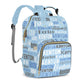 Perarts Personalized Diaper Bag Backpack for Baby Boy with Name, Light Blue Custom Nappy Nursing Bag for Moms Dads, Nylon, Custo