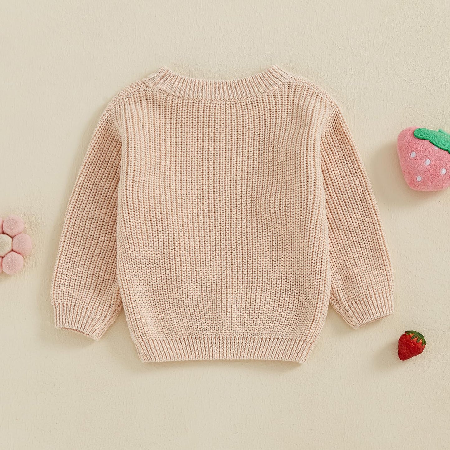Amnnchya Toddler Infant Baby Girl Knit Sweater Big Sister Little Sister Matching Outfits Long Sleeve Pullover Sweatshirt (Beige