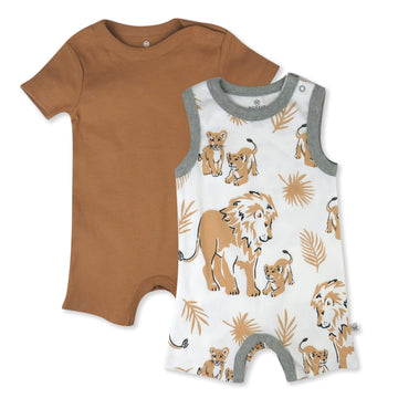 Honestbaby Multipack Short Romper Sets And Dresses 100% Organic Cotton For Infant Baby And Toddler Boys, Girls, Unisex, Lion, Ne