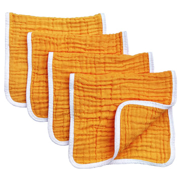Muslin Burp Cloths Large 20 By 10 Inches 100% Cotton 6 Layers Extra Absorbent And Soft (Orange)