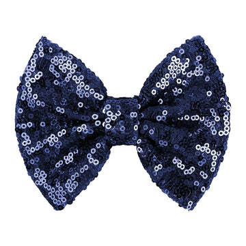Lanmerry Hair Clip With 5 Inches Sequins Large Bow, Alligator Hair Clip For Girls, Women, Teens, Babies, Navy Blue Bow Gift