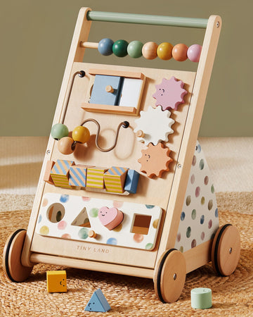 Tiny Land Wooden Baby Walker, Baby Push Walker, Montessori Walker Toy, Adjustable Speed Baby Walker for Boys and Girls, Baby Act
