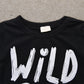 Newborn Baby Boys Clothes Wild Boy Letter Print T-Shirt Tops And Pants Outfits Set Autumn Winter(01 Black,12-18 Months)