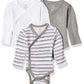 Honestbaby Unisex Baby 3-Pack Organic Cotton Long Sleeve Side-Snap Kimono Bodysuits And Toddler T Shirt Set, Sketchy Stripe, Pre