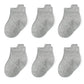 Qiyiendian 6 Pairs Non Slip Cozy Warm Ankle/Low Cut Socks With Grips For Baby Infant Toddler Kids Boys Girls(5-E Grey,6-12 Month