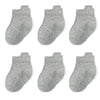 Qiyiendian 6 Pairs Non Slip Cozy Warm Ankle/Low Cut Socks With Grips For Baby Infant Toddler Kids Boys Girls(5-E Grey,6-12 Month