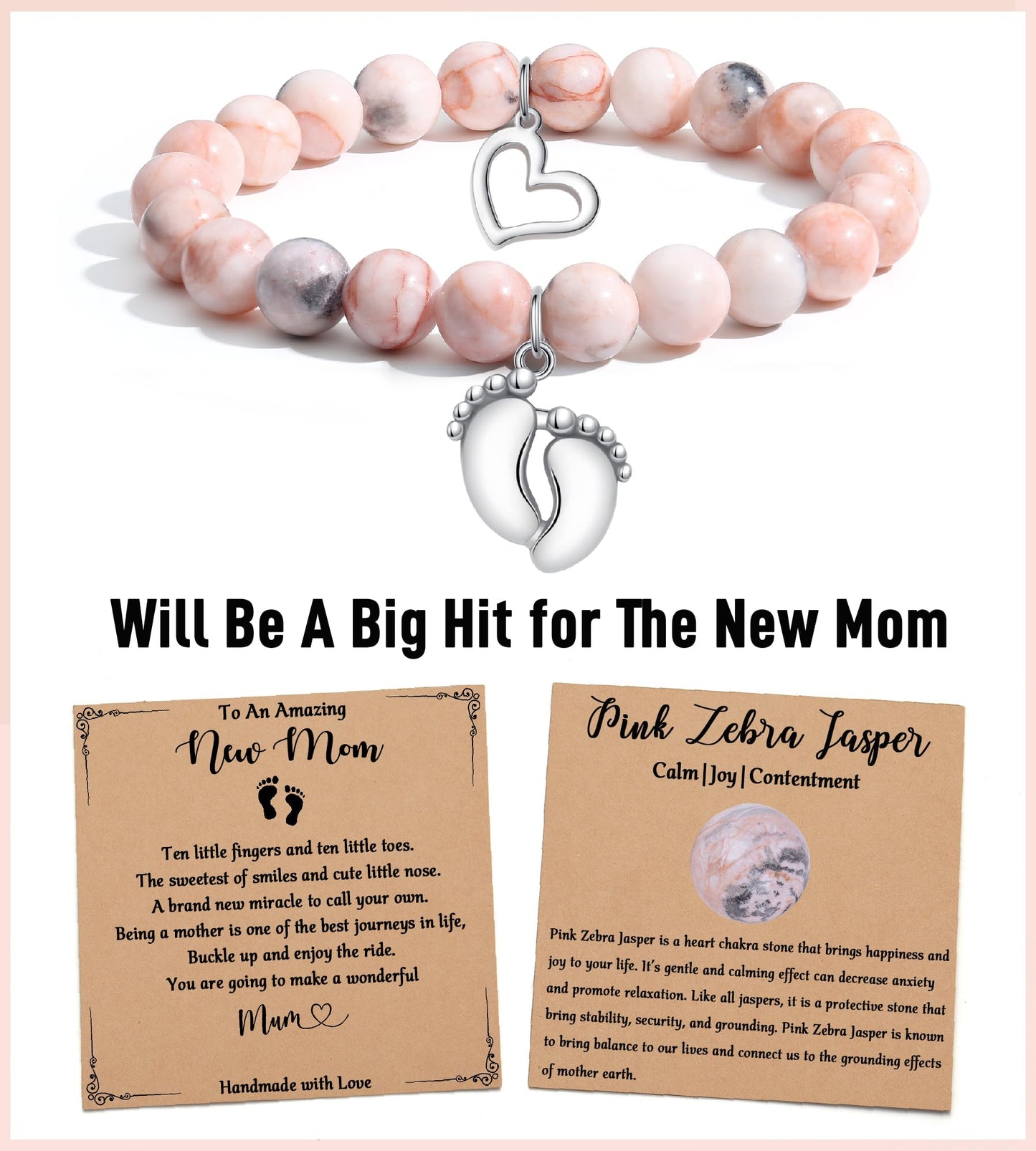 Tony & Sandy New Mom Gifts For Women, Mom To Be Gift, First Time Mom Gifts, Pink Bracelet Mommy Mother To Be Gifts For 1St Time