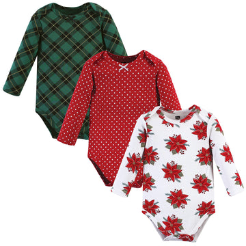 Hudson Baby Unisex Cotton Long-Sleeve Bodysuits And Toddler T-Shirt Set, Poinsettia, 0-3 Months Us