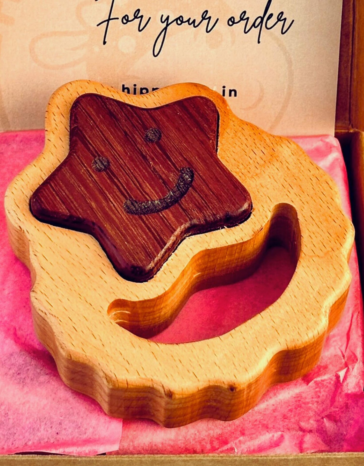 HippoToys Natural Wood Baby Toys, Handmade Rattle, Montessori Teething & Developmental Toy 0-12 Months, Star Shape, Shaker Sound