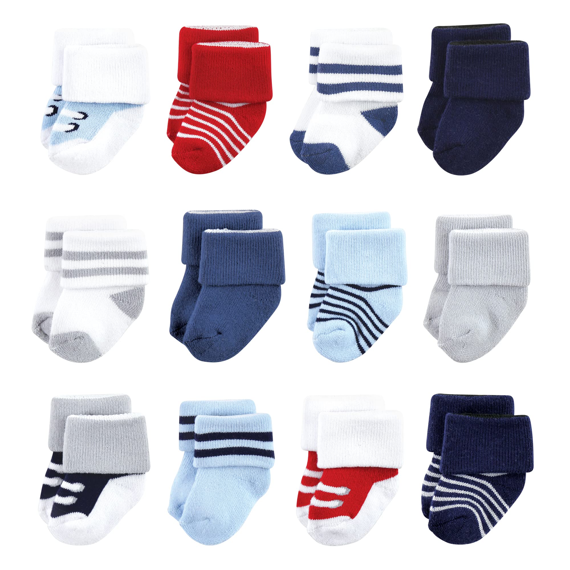 Luvable Friends Unisex Baby Newborn And Baby Terry Socks, Red Navy Sneakers, 6-1 WBCBBB00X238UUE
