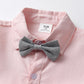 Baby Boys Gentleman Outfits Suits, Infant Short Shirt+Bib Pants+Bow Tie Overalls Clothes Set,3-6M