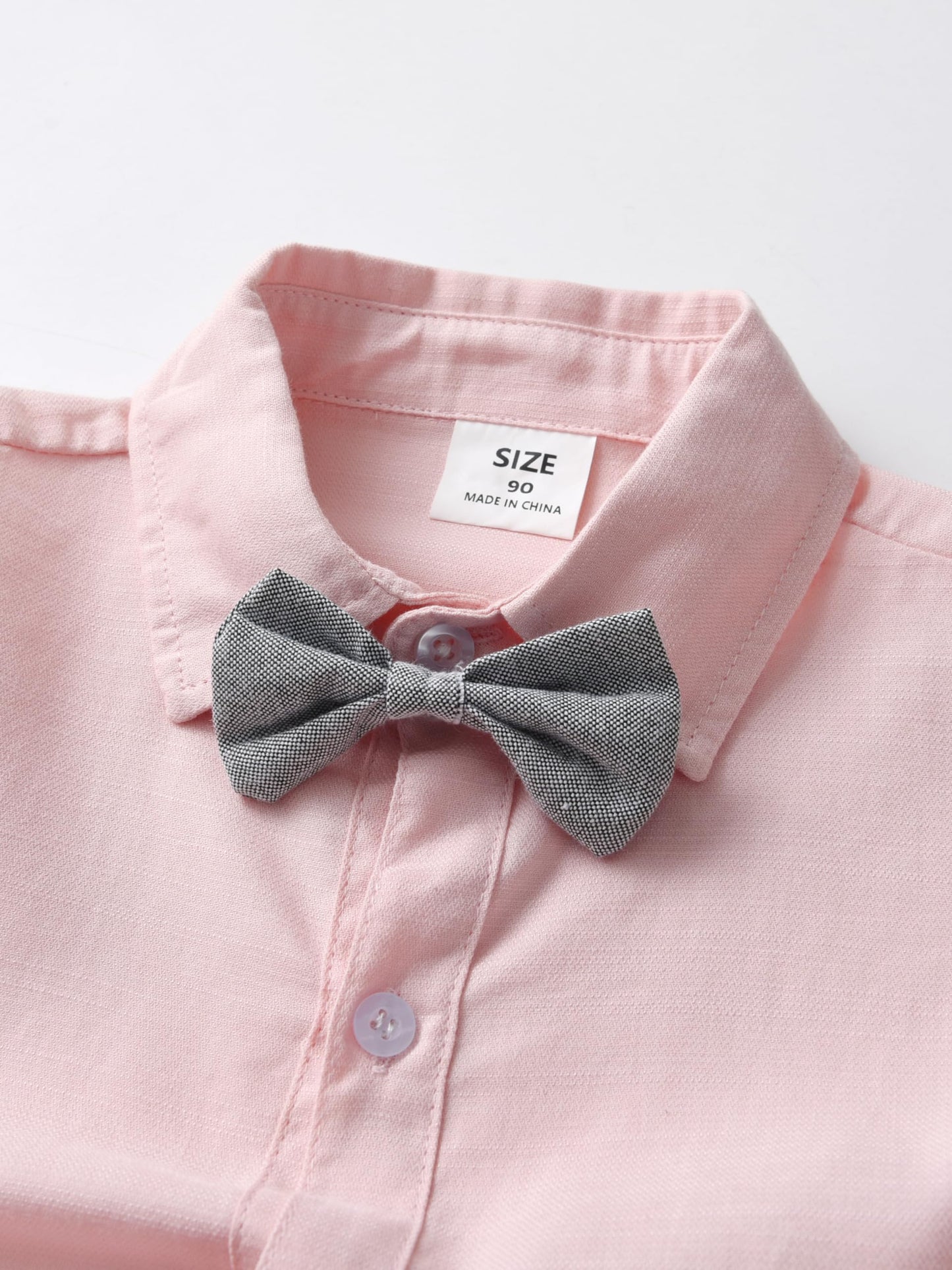 Baby Boys Gentleman Outfits Suits, Infant Short Shirt+Bib Pants+Bow Tie Overalls Clothes Set,3-6M