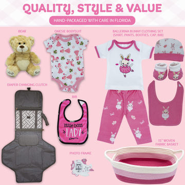 Welcome Home Precious Baby Girl Gift, Newborn Gift Set, Baby Layette Set With New Baby Girl Essentials, Baby Girl Shower Gift Se