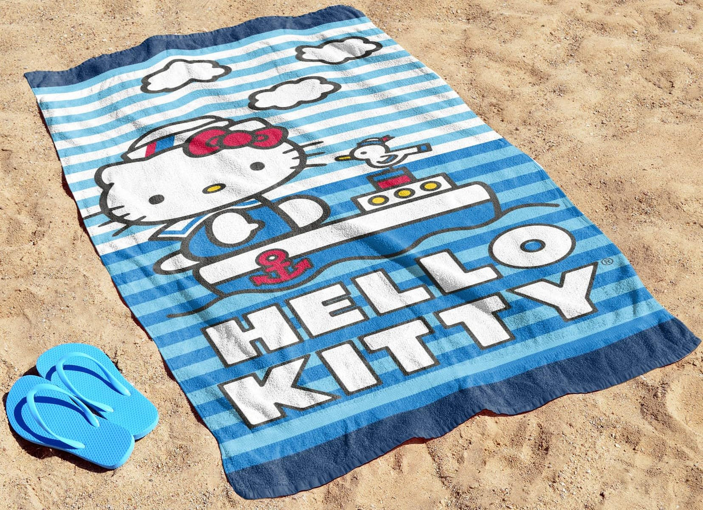 Jay Franco Hello Kitty Bath Pool Beach Towel - Nautical Super Soft & Absorbent 100% Cotton Towel, Measures 28 X 58