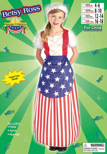 Forum Novelties Patriotic Party Betsy Ross Costume, Child Large