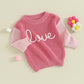 Baby Girl Cute Long Sleeve Crew Neck Love Embroidery Sweater Toddler Valentine Day Outfits (Pink Love, 6-12 Months)