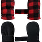 N'Ice Caps Little Kids And Baby Easy-On Sherpa Lined Fleece Mittens - 2 Pair Pack (Black/Red Buffalo Plaid - Infant, 6-18 Months