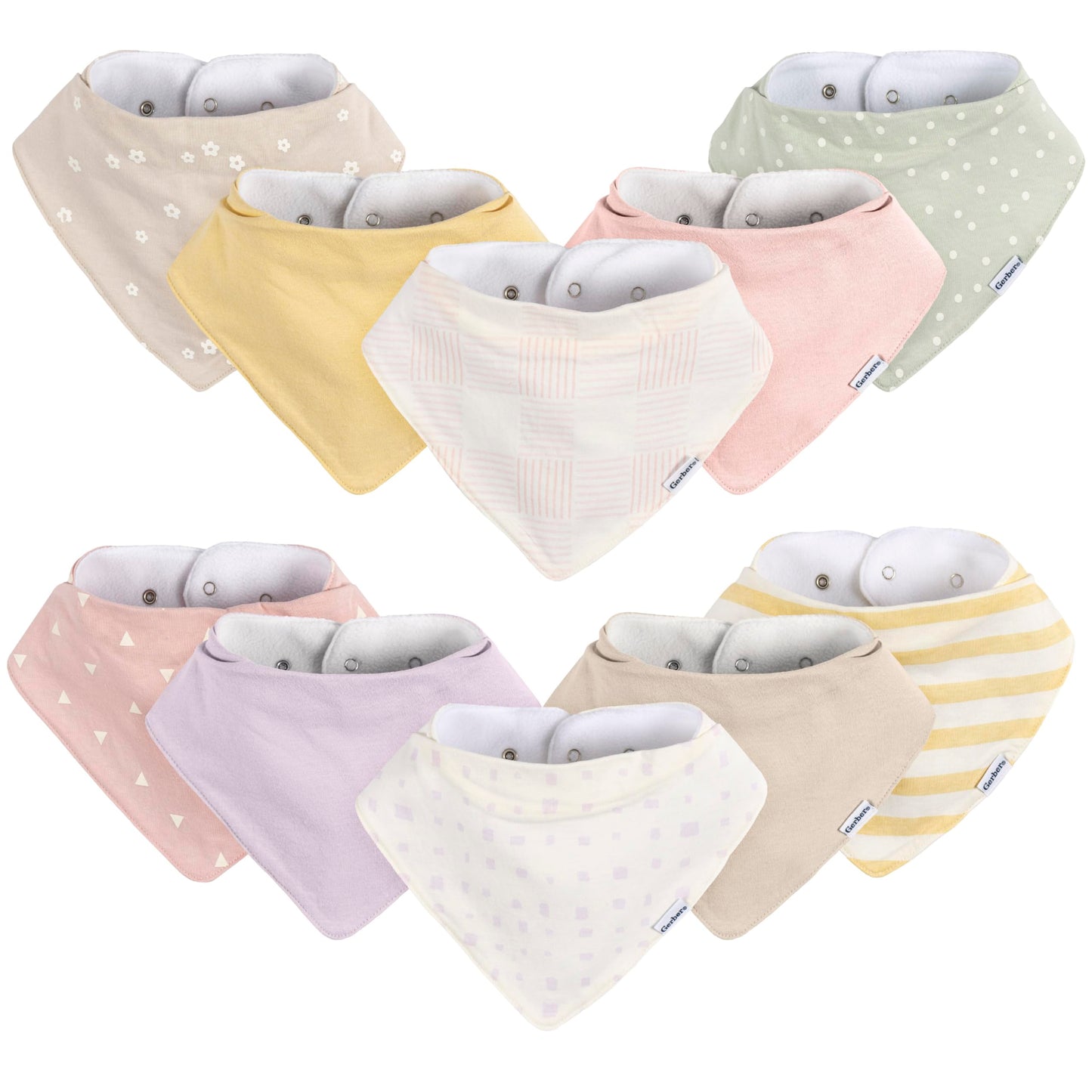 Gerber Baby Unisex Bandana Bibs 10-Pack, Multi Pink, One Size