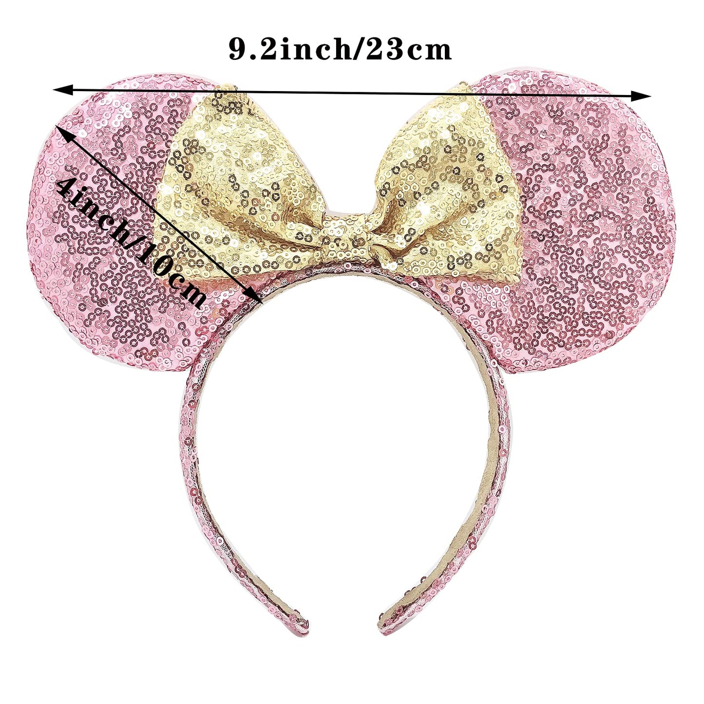 Rcraje Mouse Ears Bow Headbands, Mice Sequin Ears Headbands For Kids Girls Women, Glitter Party Princess Decoration Cosplay Birt