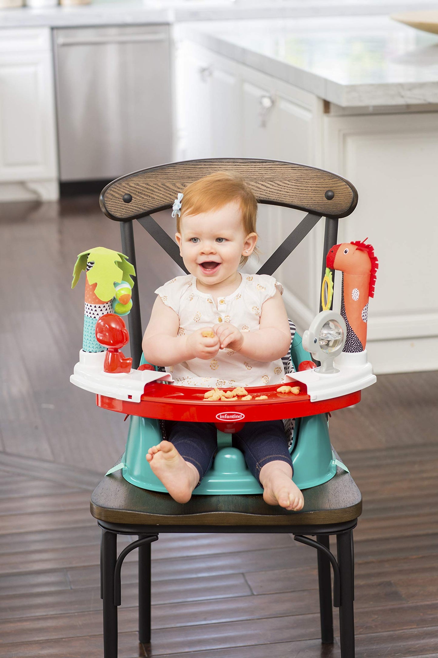 Infantino 3-In-1 Grow-With-Me Discovery Seat And Booster, Baby Activity Seat, Booster Seat For Dining Table With Removable Tray