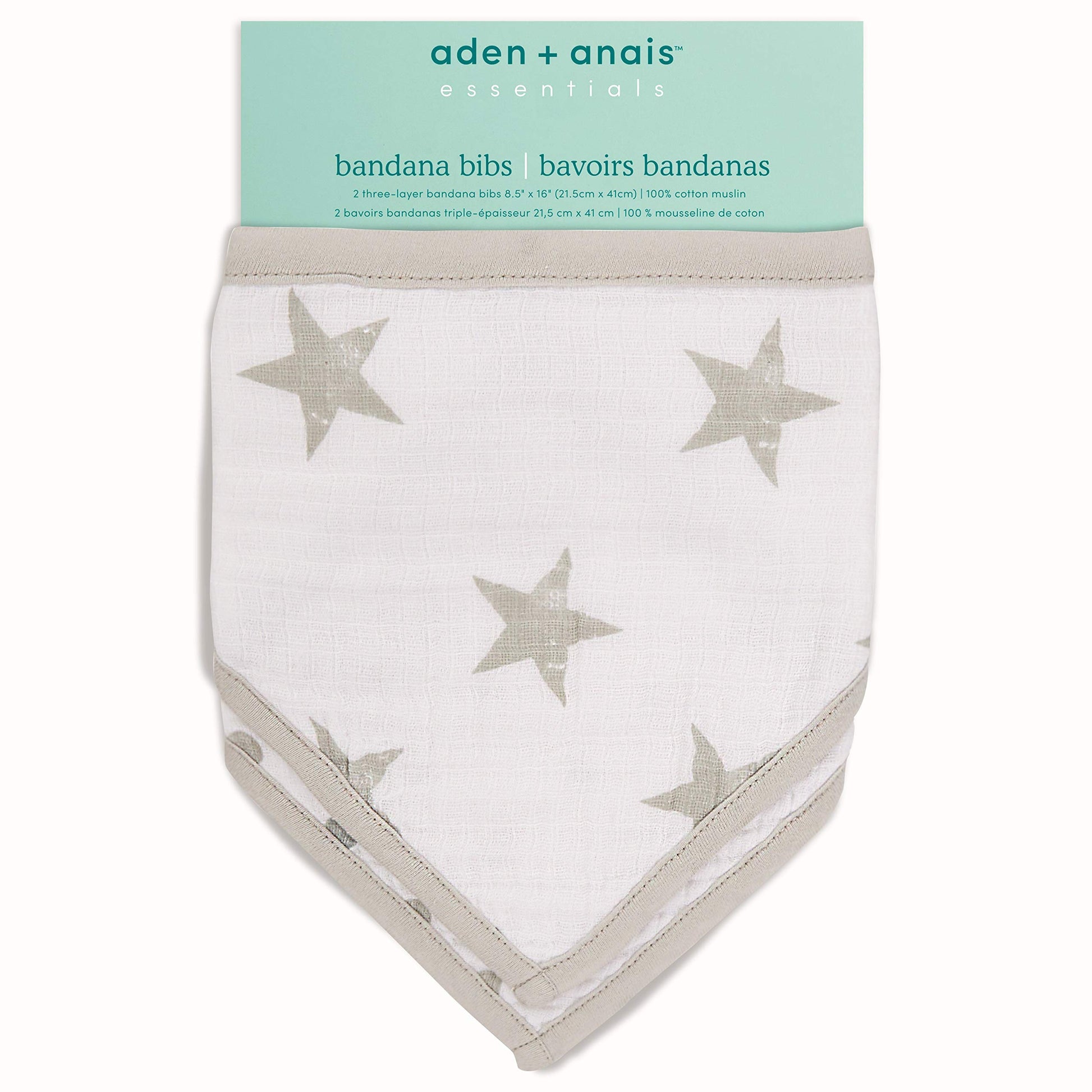 Aden + Anais Essentials Bandana Baby Bib, 100% Cotton Muslin, 3 Layer Burp Cloth, Super Soft & Absorbent For Infants, Newborns A