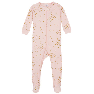 Gerber Baby Girls' 2-Pack Footed Pajamas, Love Pink, 6 Months