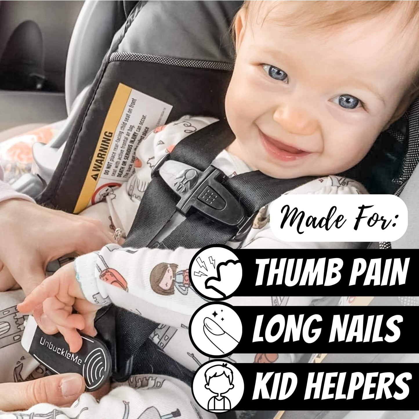 Unbuckleme Car Seat Buckle Release Tool - Easy Opener Aid For Arthritis, Long Nails, Older Kids - Button Pusher For Infant, Todd