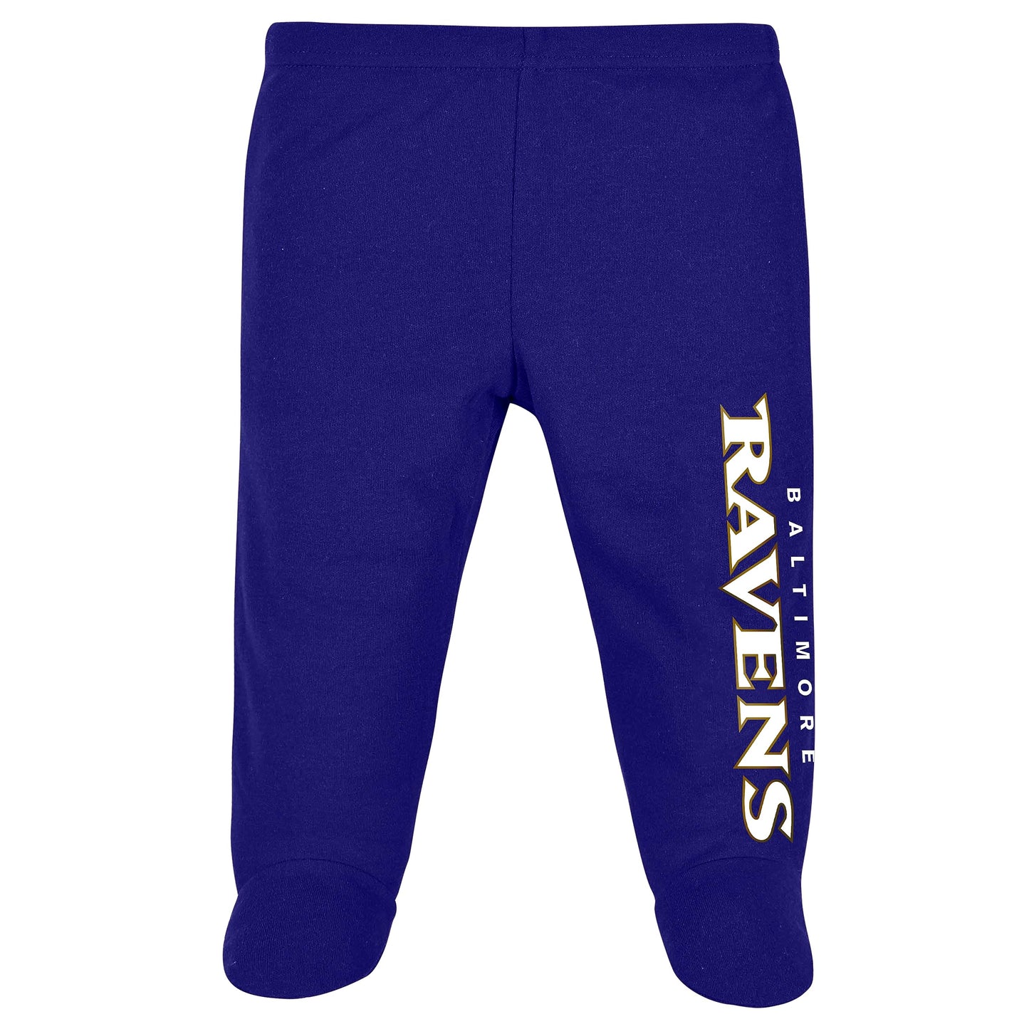 Gerber Nfl Baby Boys' 3Pc Bodysuit, Footed Pant, & Cap Set, Baltimore Ravens, 0-3 Months