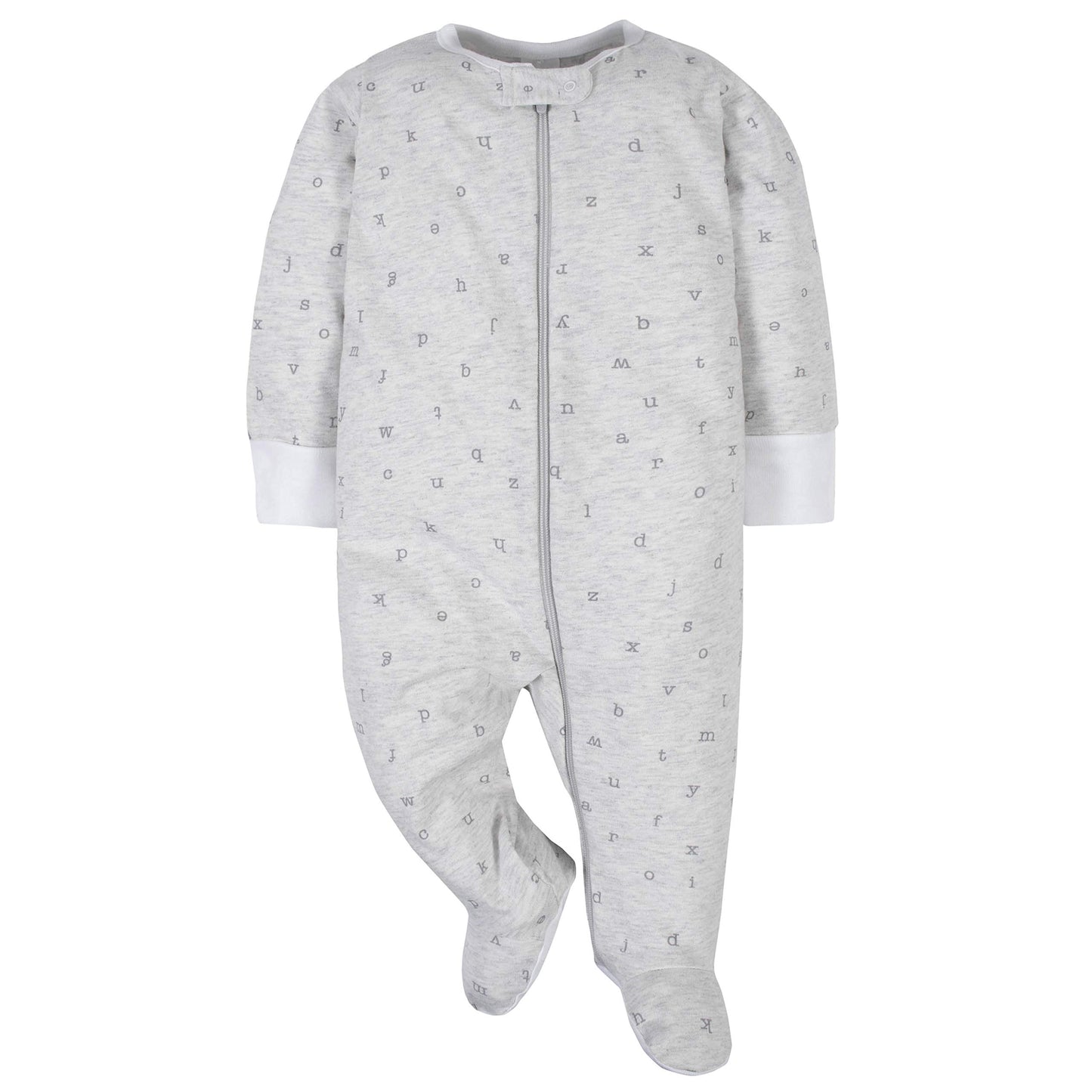 Gerber Unisex Baby 4 Pack Sleep 'N Play Footie Words Grey 0-3 Months