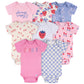 Onesies Brand baby-girls 8-pack Short Sleeve Mix & Match Bodysuits, Berry Happy, 6-9 Months