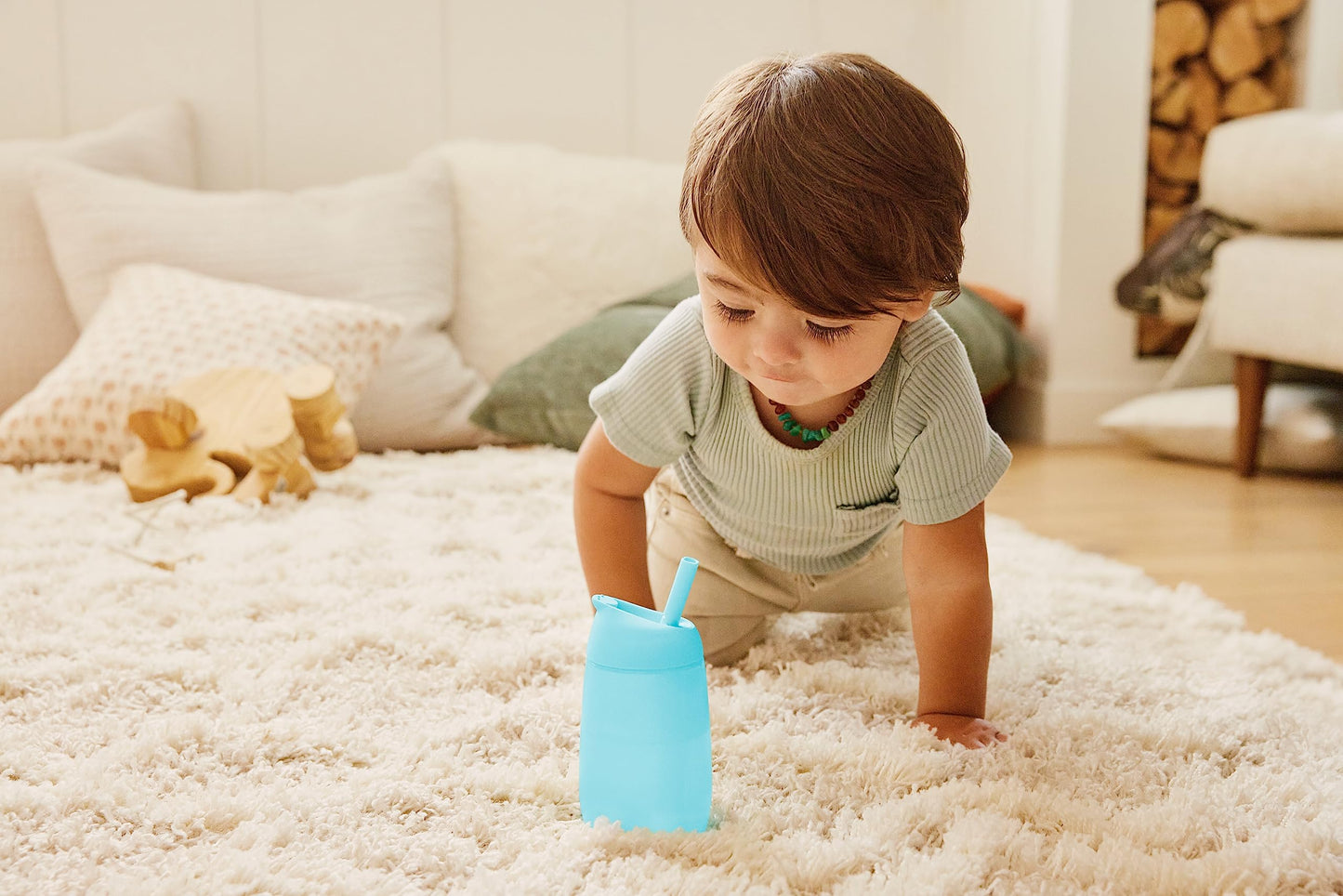 Munchkin Simple Clean Toddler Sippy Cup With Easy Clean Straw, 10 Ounce, 2 Pack, Blue/Green