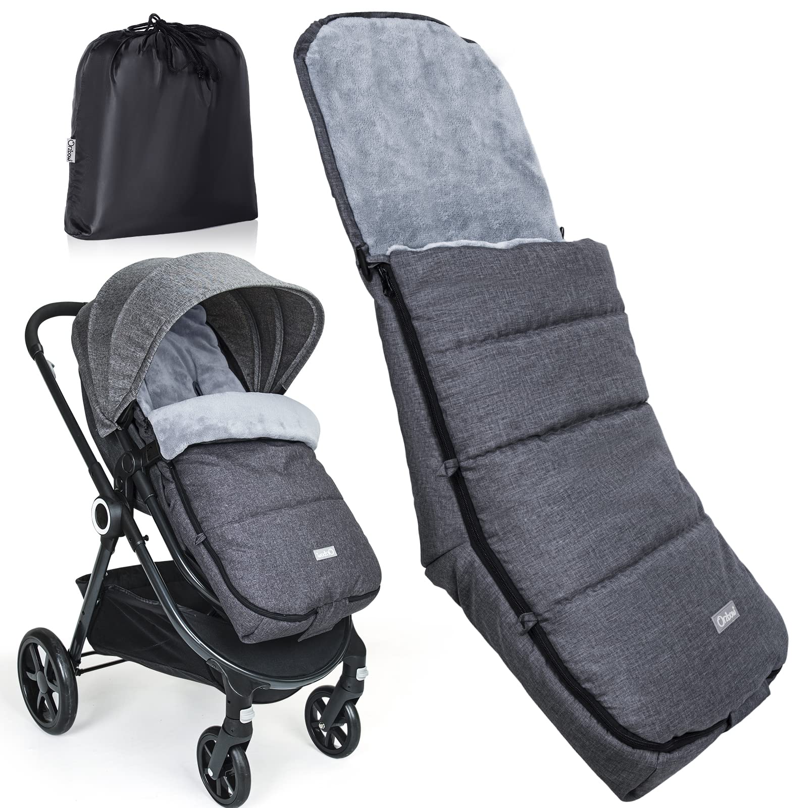 Orzbow Warm Bunting Bag Universal,Christmas Gifts Stroller Sleeping Bag Cold Weather,Waterproof Toddler Footmuff (Dark Grey)