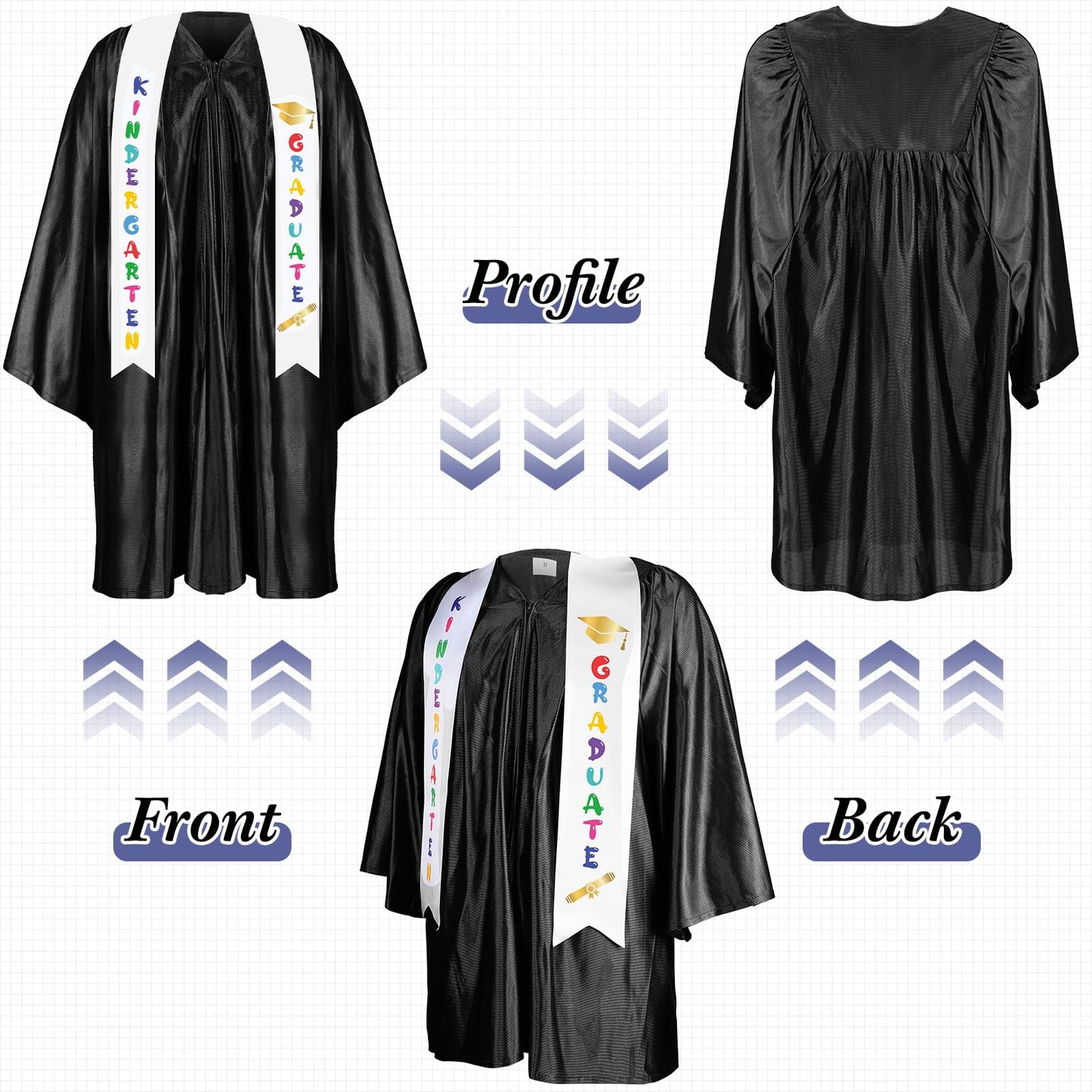 Foaincore 2025 Year Preschool And Kindergarten Graduation Gown Cap Tassel Set With 2025/2025 Charm Printed Stole Grad Gift(Black