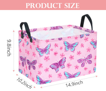 Huayee Rectangle Girls Gift Storage Bin Baby Laundry Hamper Fabric Organization Basket Toy Box Nursery Hamper For Clothes Toys W