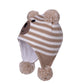 Langzhen Toddler Kids Infant Winter Hat,Earflap Knit Warm Cap Fleece Lined Beanie For Baby Boys Girls (Bear -Beige Stripe, 6-12