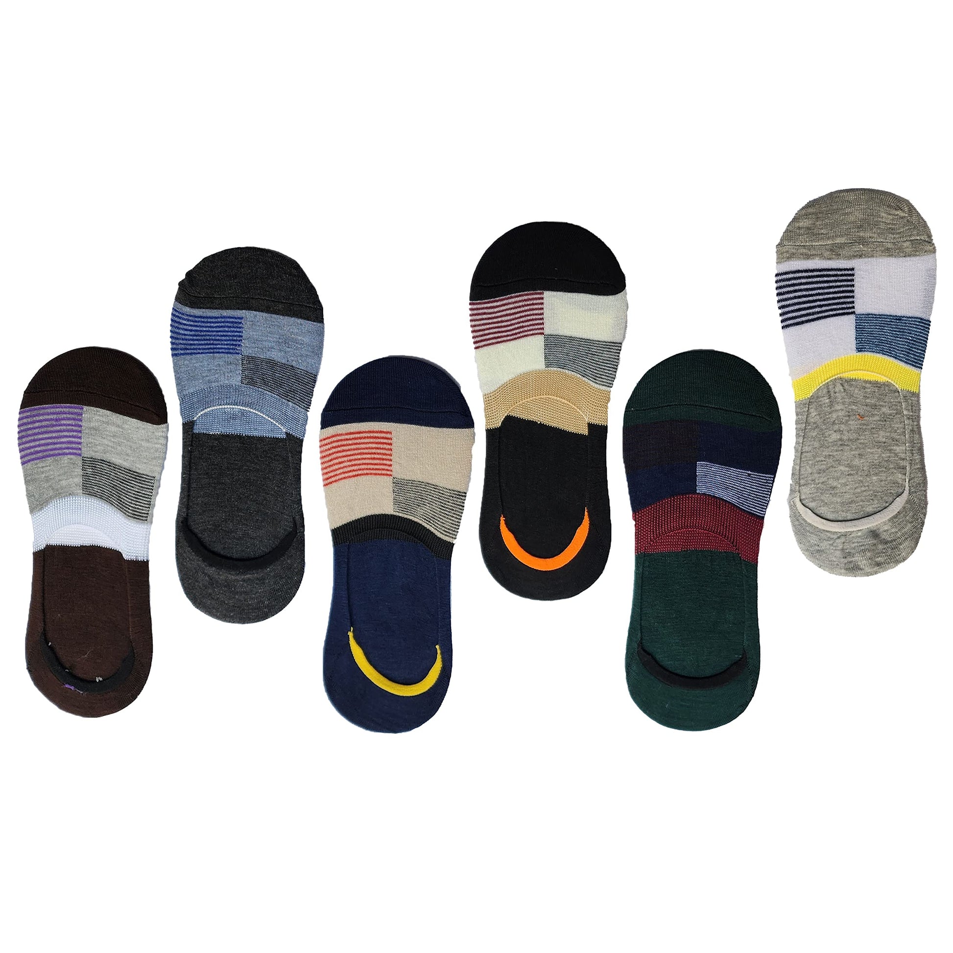 Queery Men Cotton No Show Invisible Loafer Socks Pack Of 6 D8