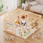 Atoping Wooden Baby Playpen 50  50 Inches, Foldable Playpen Fence with Cute Digital Blocks & Storage Bag, Wooden Baby Gate, Mult