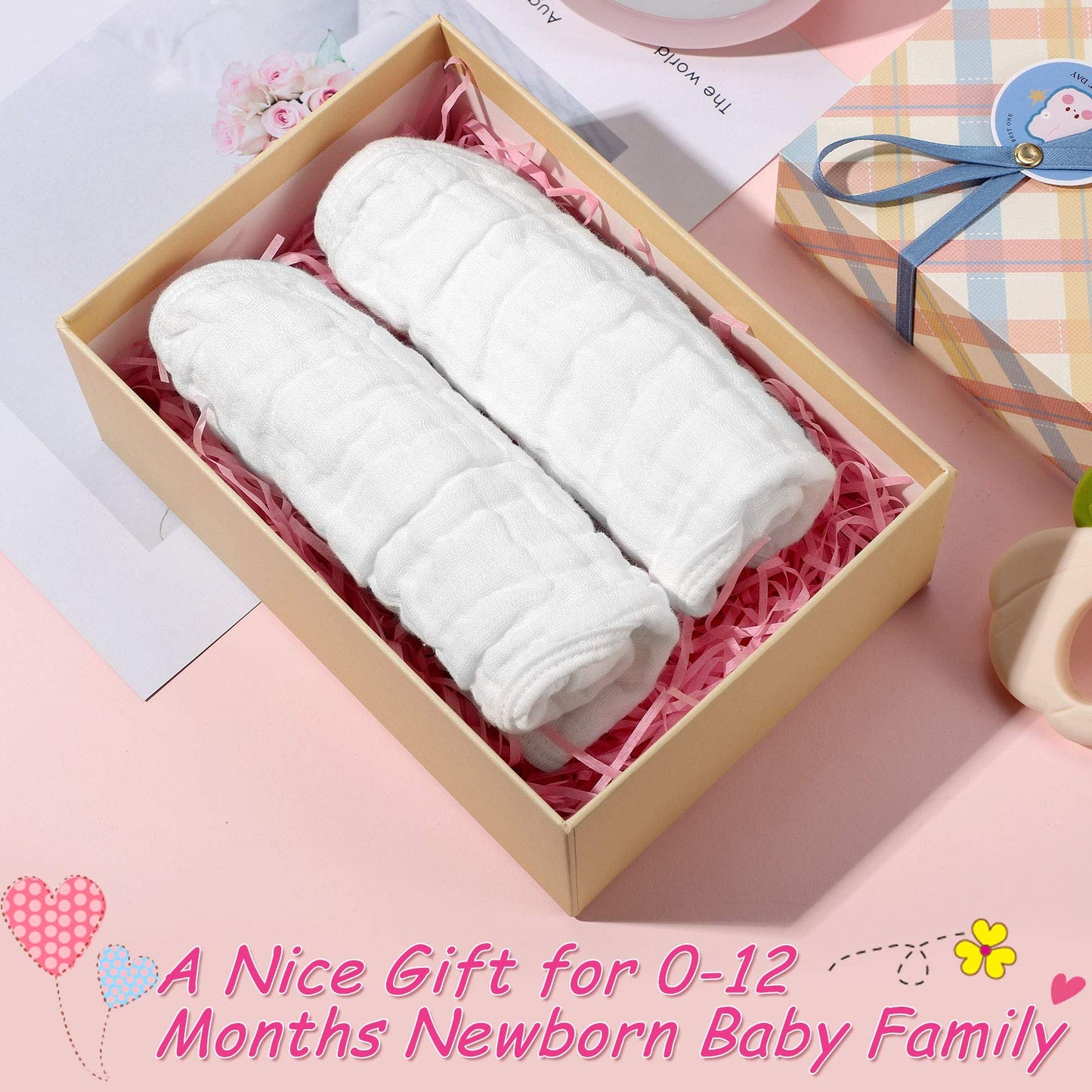 Tatuo 10 Pieces Muslin Baby Bibs Cotton Burping Cloth Bulk Adjustable Newborn Bandana Drool Bibs For Baby Boy Girl(White)