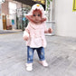18 Months Girl Clothes Toddler Baby Girl Outfits Ruffle Long Sleeve Top Ripped Denim Jeans Pant Boutique Baby Girl Clothes 18-24