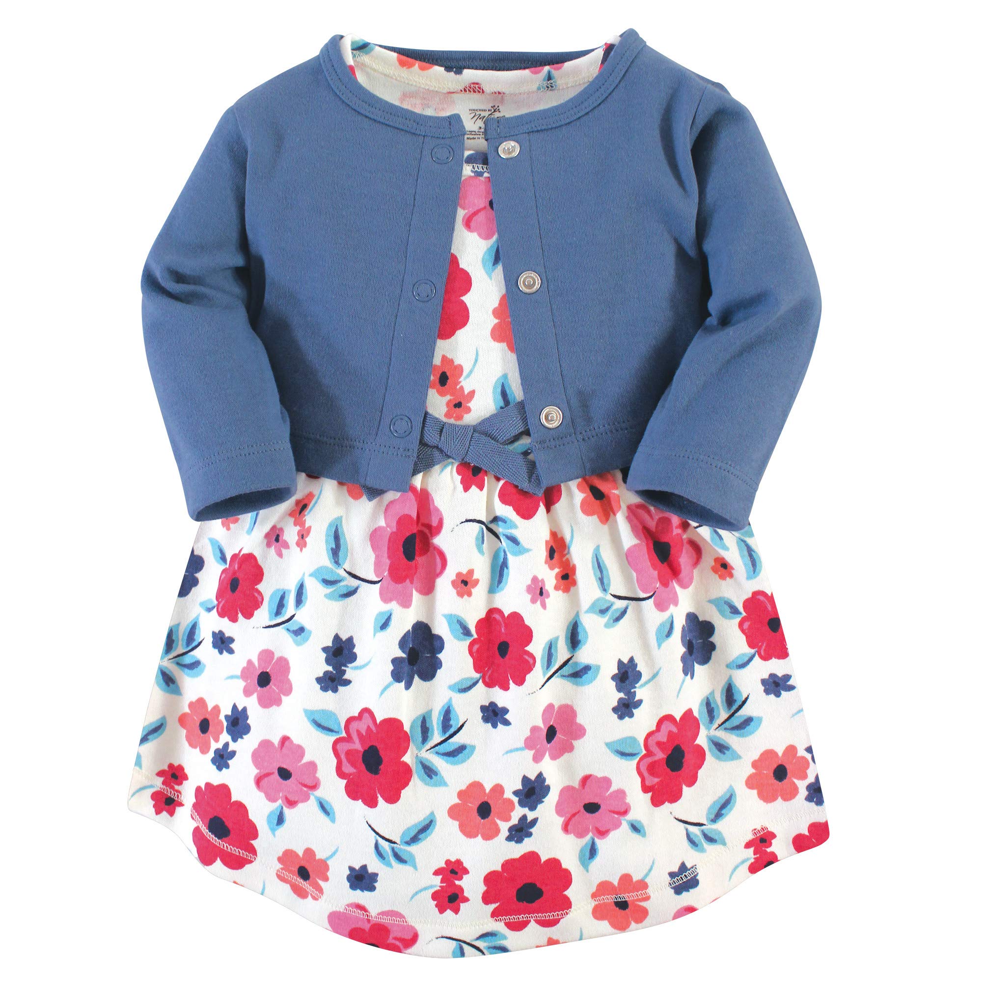 Touched By Nature Baby Girls' Organic Cotton Dress And Cardigan, Garden Floral, WBBAPB07RQYFFDK