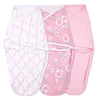 Aden + Anais, Cotton Knit Baby Wrap, Newborn Wearable Swaddle Blanket, 3 Pack, Pink Stencil, 0-3 Months