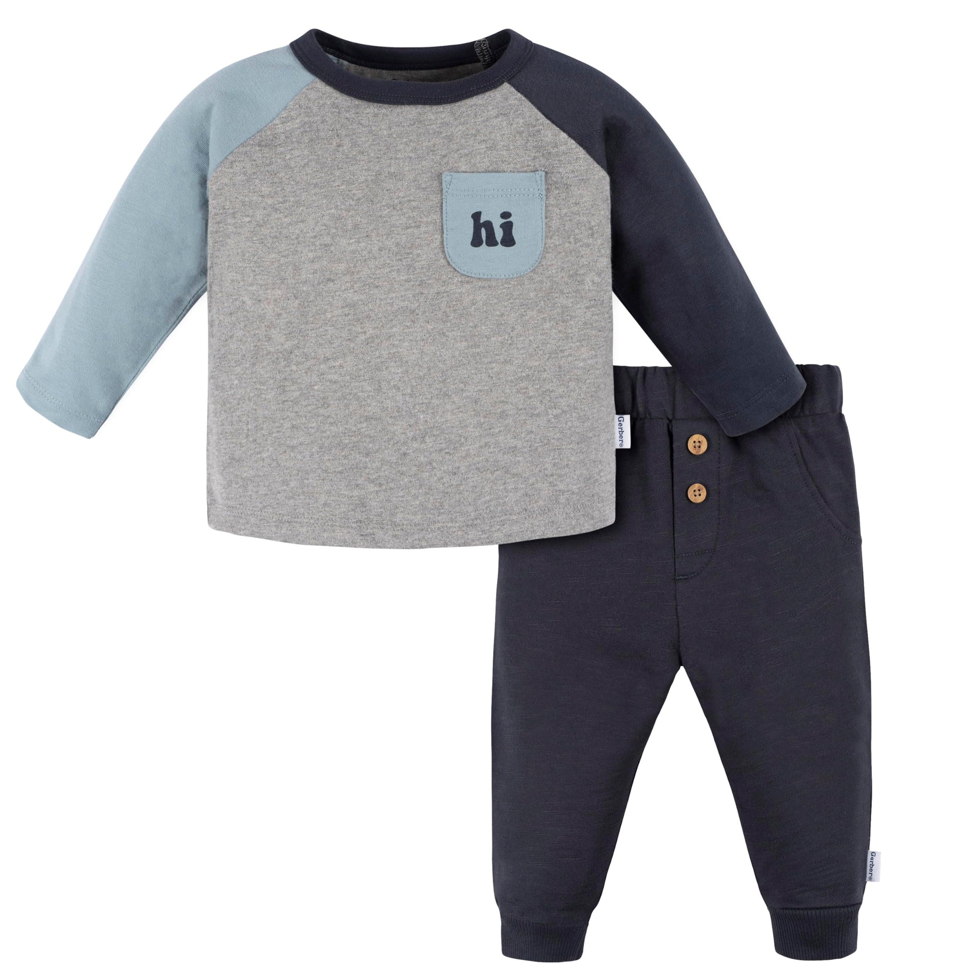 Gerber Baby Boys' Jogger Set, Happy, 6-9 Months