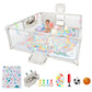 Playpen for Babies and Toddlers,73x71Baby Playpen with Mat Indoor&Outdoor with Breathable Play Pen with Ocean Balls Hanging Pock