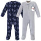 Hudson Baby Unisex Baby Fleece Sleep And Play, Navy Snowman, 3-6 Months