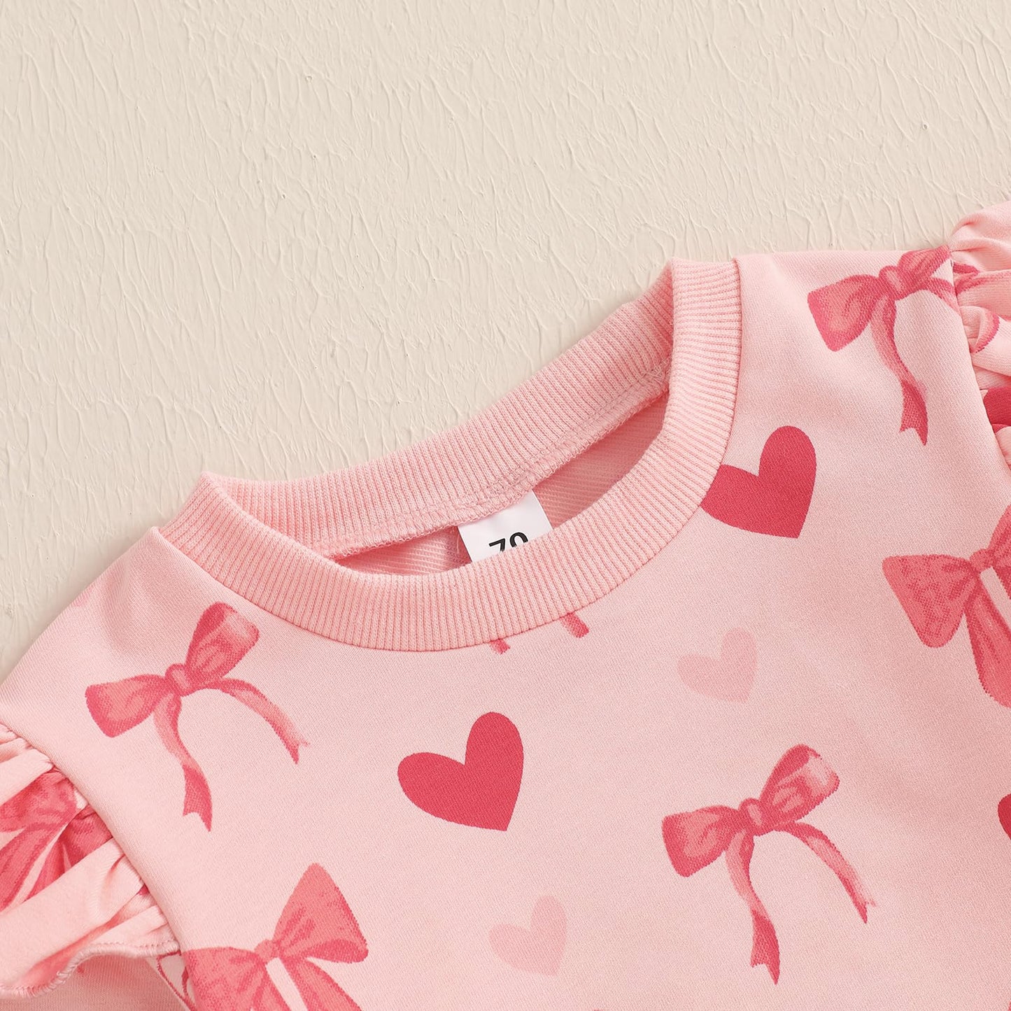 Fybitbo Toddler Baby Girl Valentines Outfit Heart Print Long Sleeve Ruffle Sweatshirt Pants Set 2Pcs Fall Winter Clothes (Heart