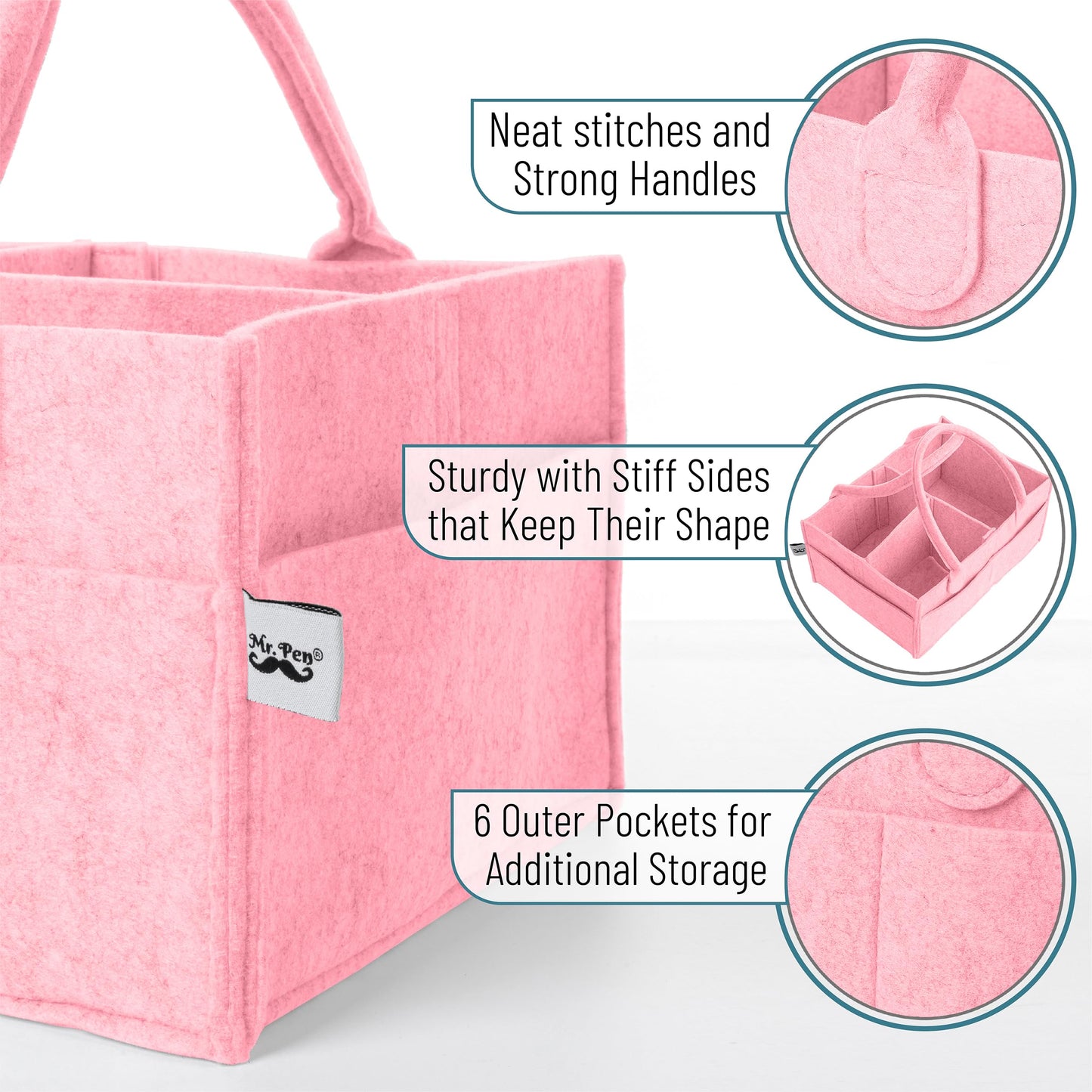 Mr. Pen- Baby Diaper Caddy Organizer, Pink, Baby Organizer, Car Diaper Caddy, Baby Caddy Organizer, Portable Diaper Caddy, Diape