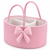 Hushee Pink Bow Baby Diaper Caddy Organizer Baby Gift Bag with Handle Nursery Storage Basket for Newborn Boy and Girl Storage Bi