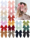 Doboi 20Pcs Fable Bows 4.5 Inch Hair Clips Baby Girls Cotton Linen Bows For Girls Solid Color Hair Accessories For Baby Toddlers